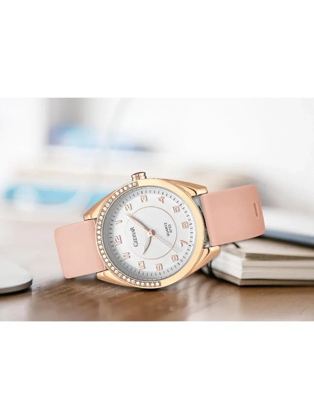 Women's Pink Silicone Strap Waterproof Analog Quartz Easy Read Dial Wrist Watch